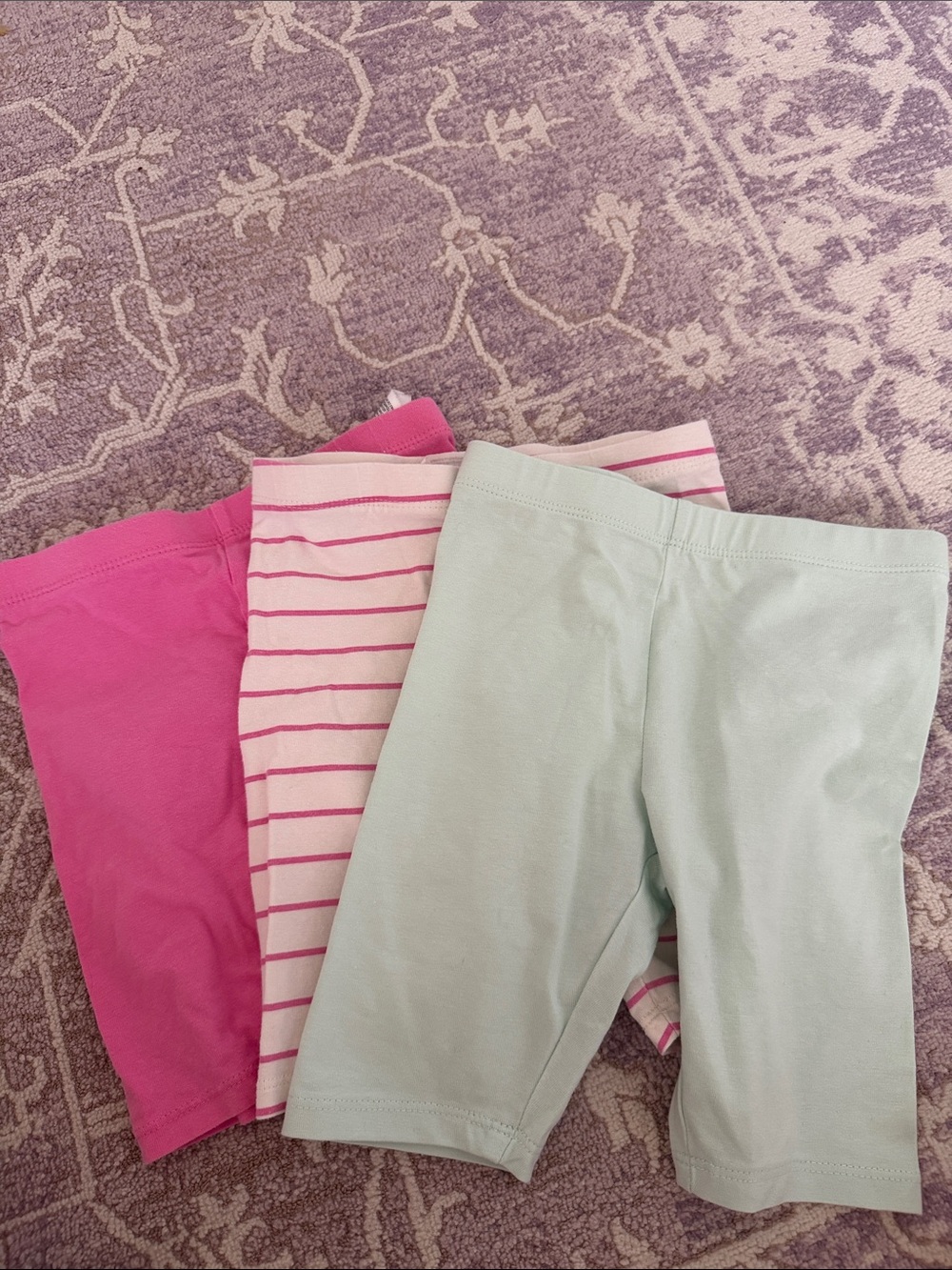 H&M Girls 3-Pack Bike Shorts in Hot Pink, Pink-Stripe & Mint